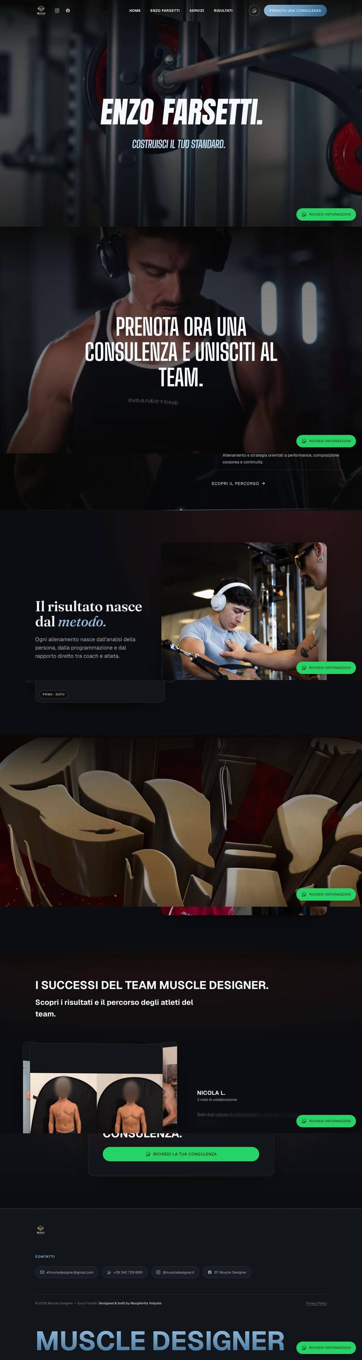 Muscle Designer: anteprima del sito